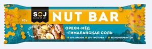 Ореховый  батончик Nur Bar с мёдом и гималайской солью  фас. 0,040кг*16шт Содж